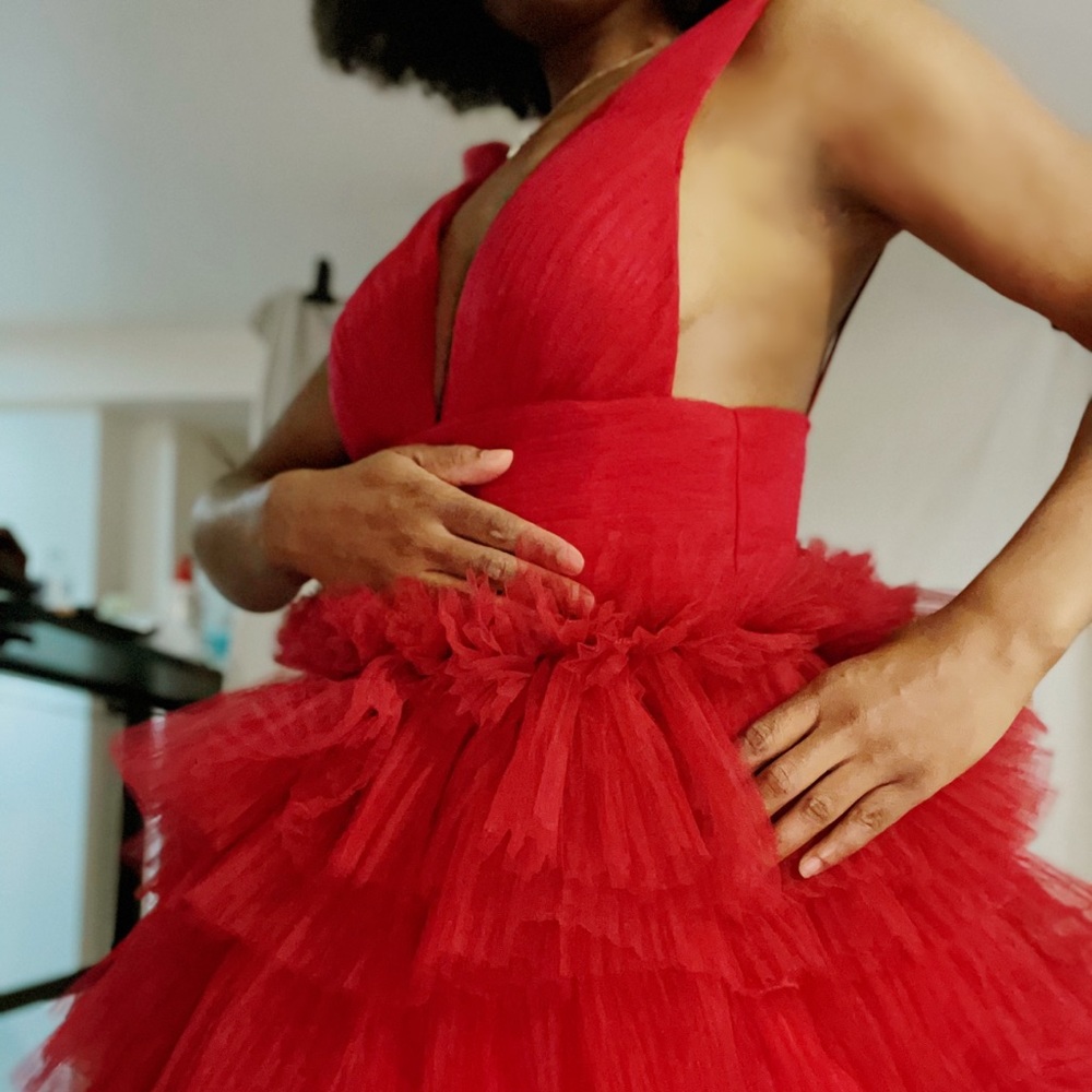 Red Layered Editorial A-Line